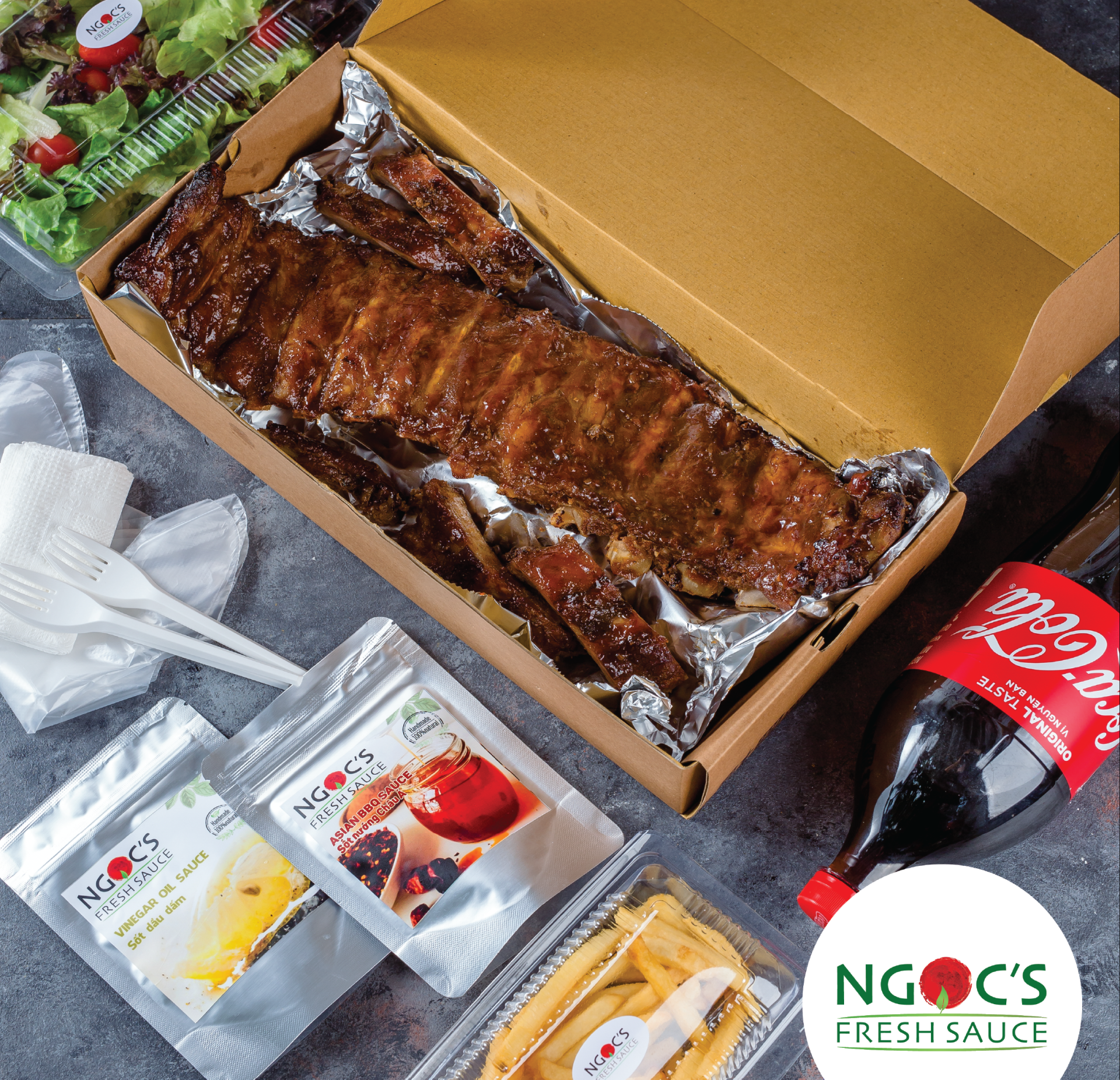 Combo sườn nướng xốt BBQ Châu Á 1kg